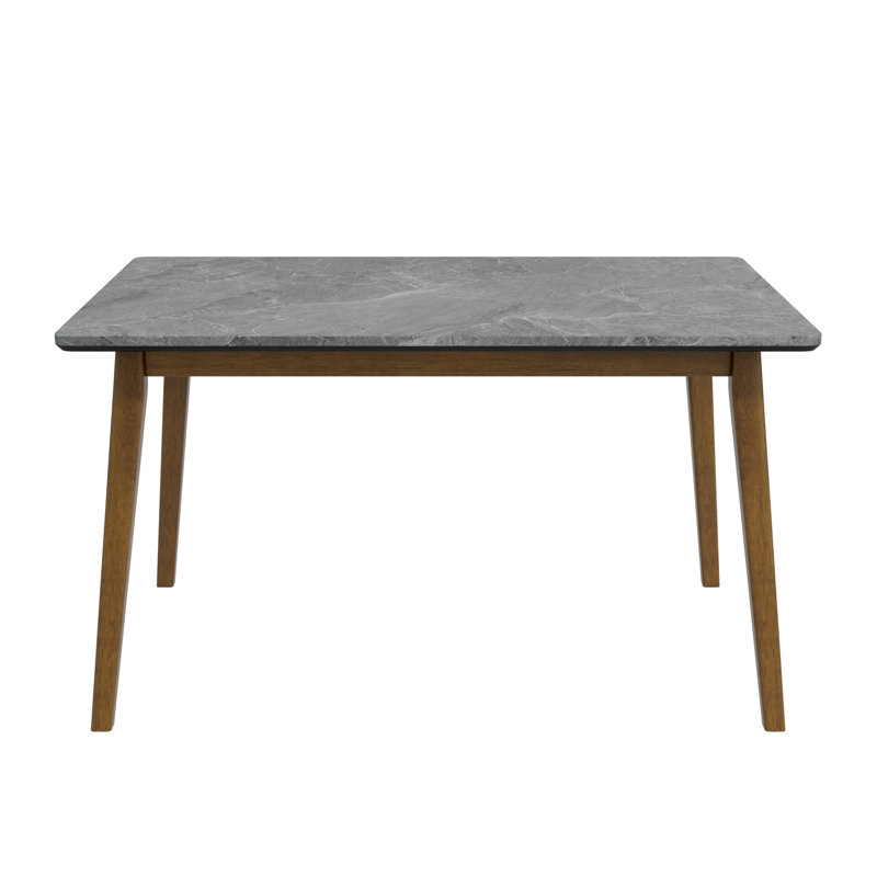 Table de salle à manger avec plateau en bois massif, Noir / Noyer