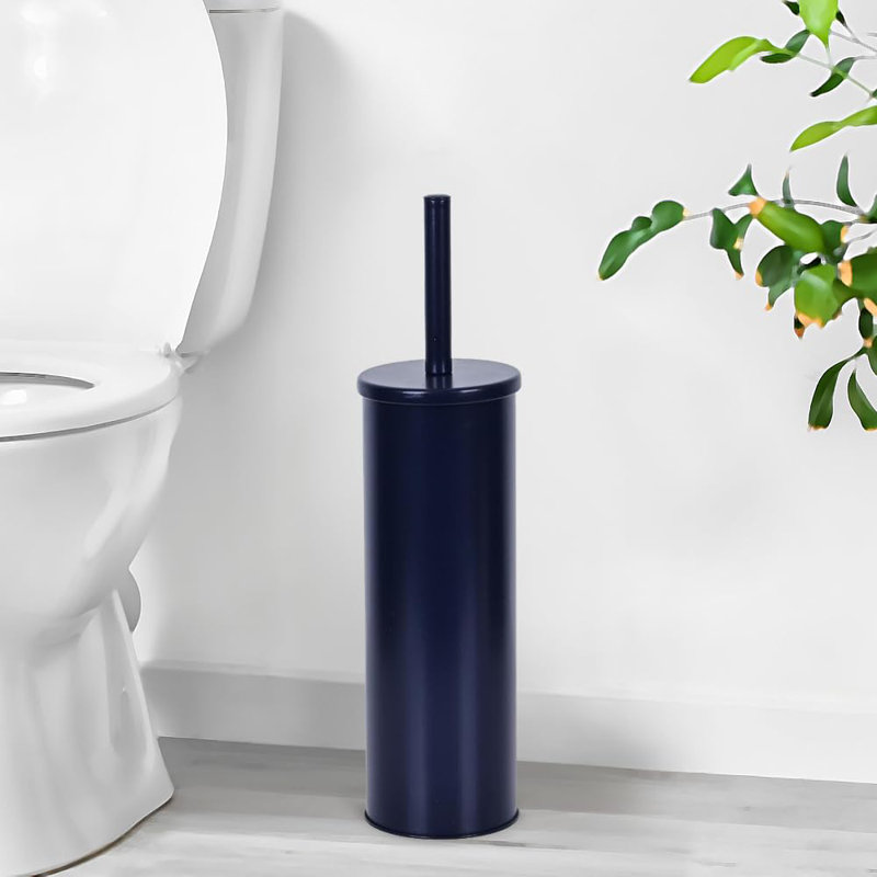 Brosse de cuvette de toilette profonde et robuste avec support, Bleu marine mat