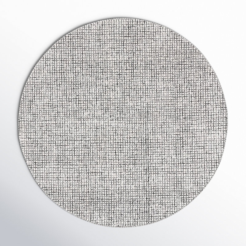 Tapis ivoire / noir touffeté à la main Rowe, Rond 8 pi