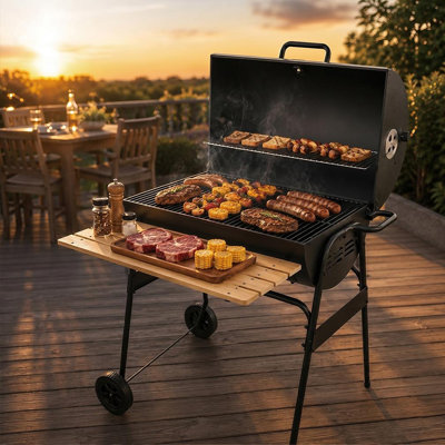 House Of Home BBQ 95cm W Barrel Charcoal Grill