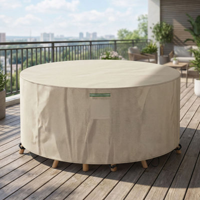 Round Patio Table Cover, 70 Inch Waterproof, Tear-Resistant, UV-Resistant Oxford Cloth With Ventilation Design,Drawstrings And Reflective Strips