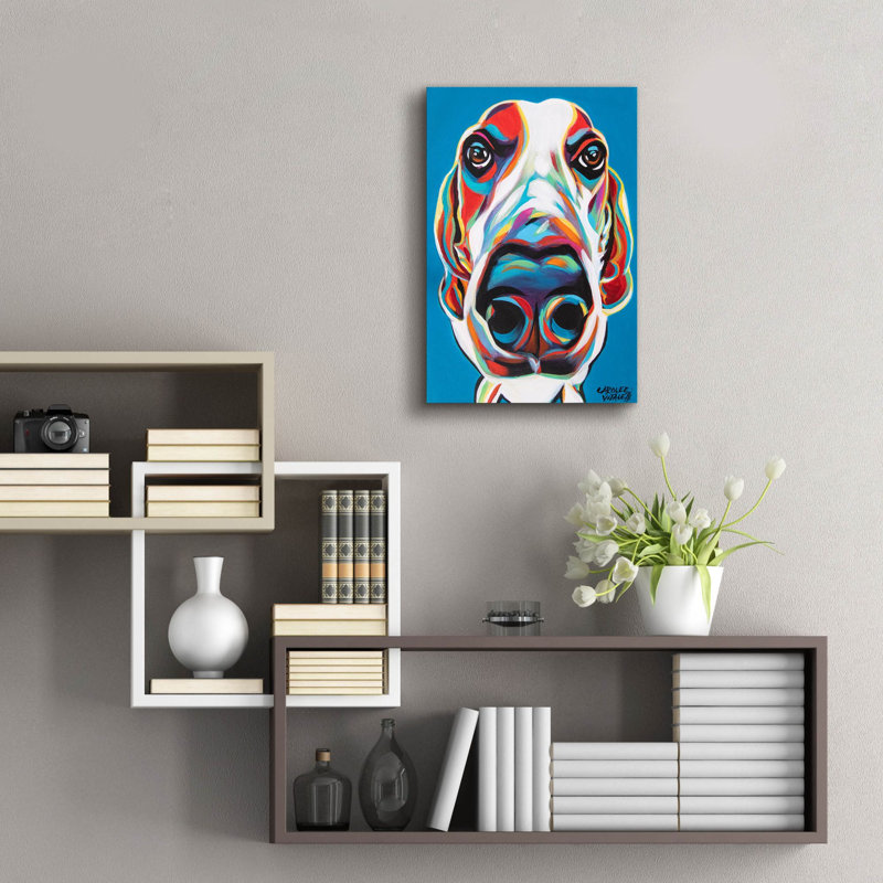 «Nosy Dog» par Carolee Vitaletti, art mural en verre acrylique, H 24 po x l 16 po x P 0,2 po