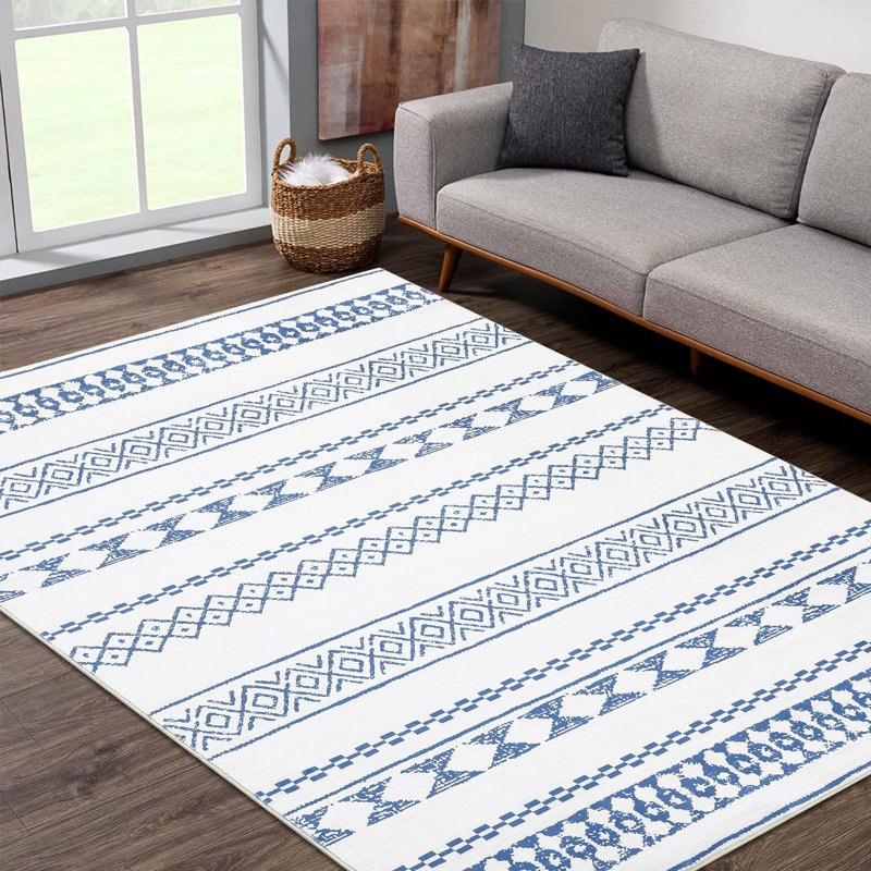 Boho Area Rug Washable Rugs Stain Resistant Easy Cleaning Non Slip Non Shedding Low Pile Floor Cover Ultra Soft Carpet For Home Decor