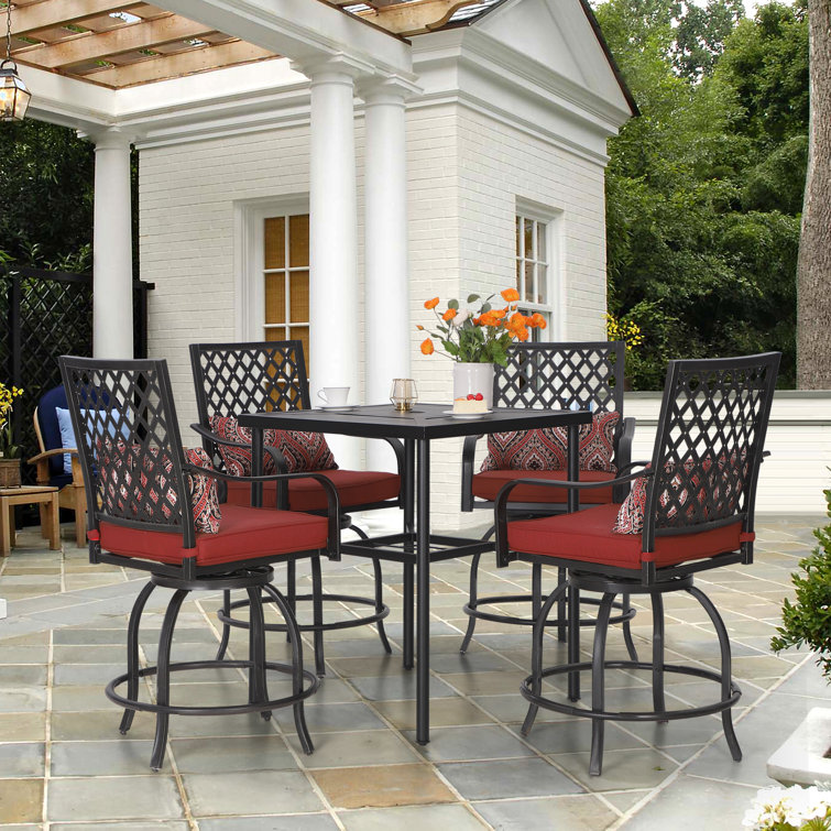 Alyne Square 4 - Person 32'' Long Bar Height Dining Set with Cushions