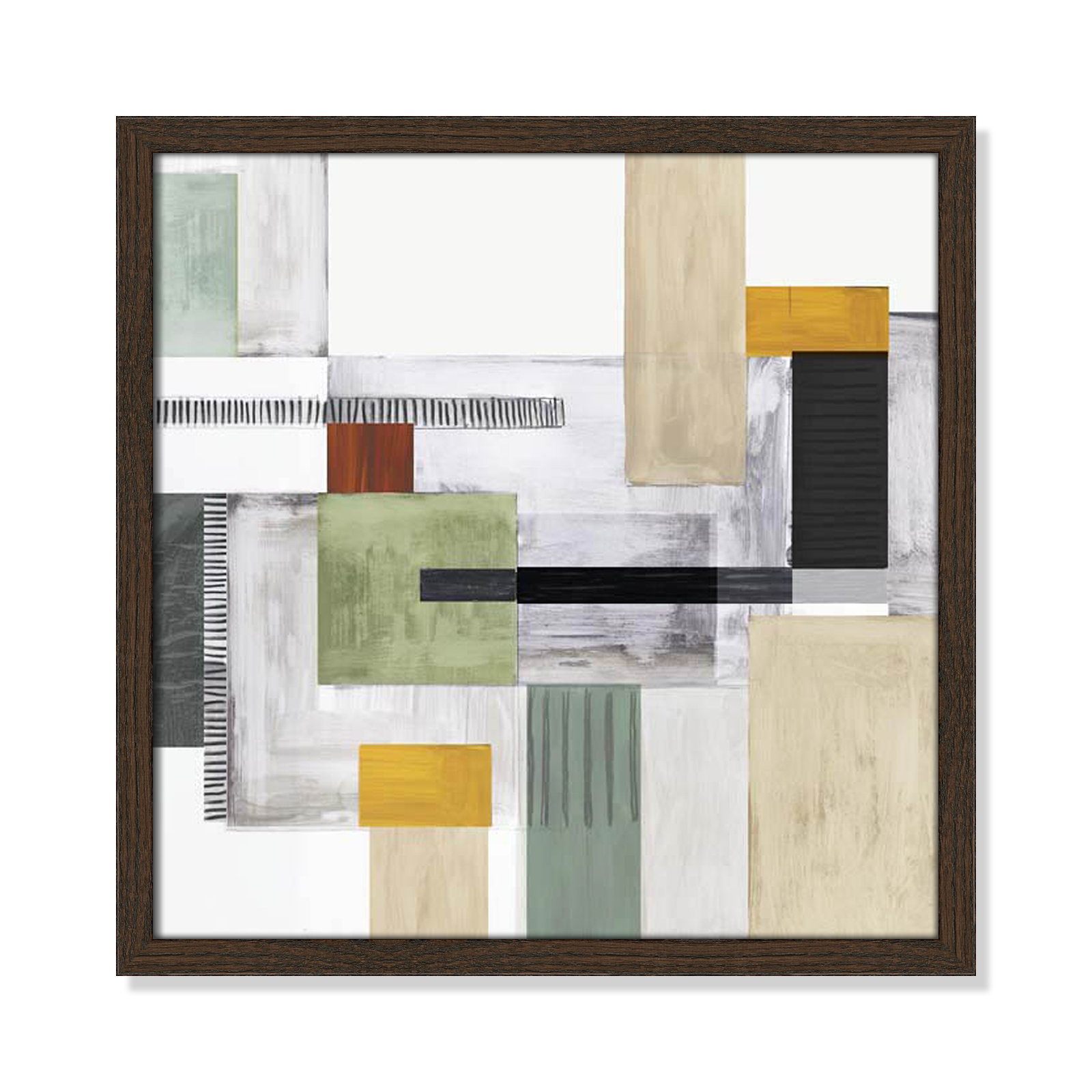 Playful Blocks, Walnut Slim Framed, 17" H x 17" W x 0.75" D