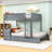 Bunk Bed With Twin Trundle, USB Outlets And Storage Drawers,Ladder-458214737-458214742
