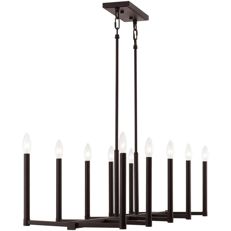 Lustre classique pour îlot de cuisine à 10 lumières Darynne, Bronze