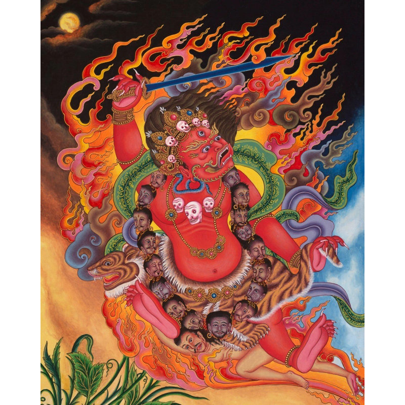 Rouge Bhairava Mahakala Thangka (Thangka sans brocart)