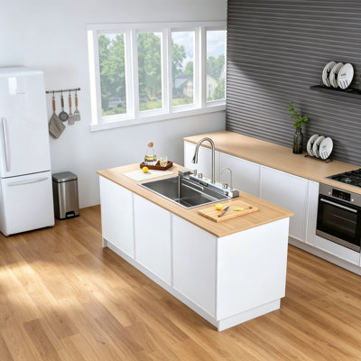 33"L × 22"W Drop-in Single Bowl Stainless Steel Kitchen Sink with Digital Display Workstation Sink