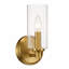 Single Candle Wall Light with Satin Brass Finish