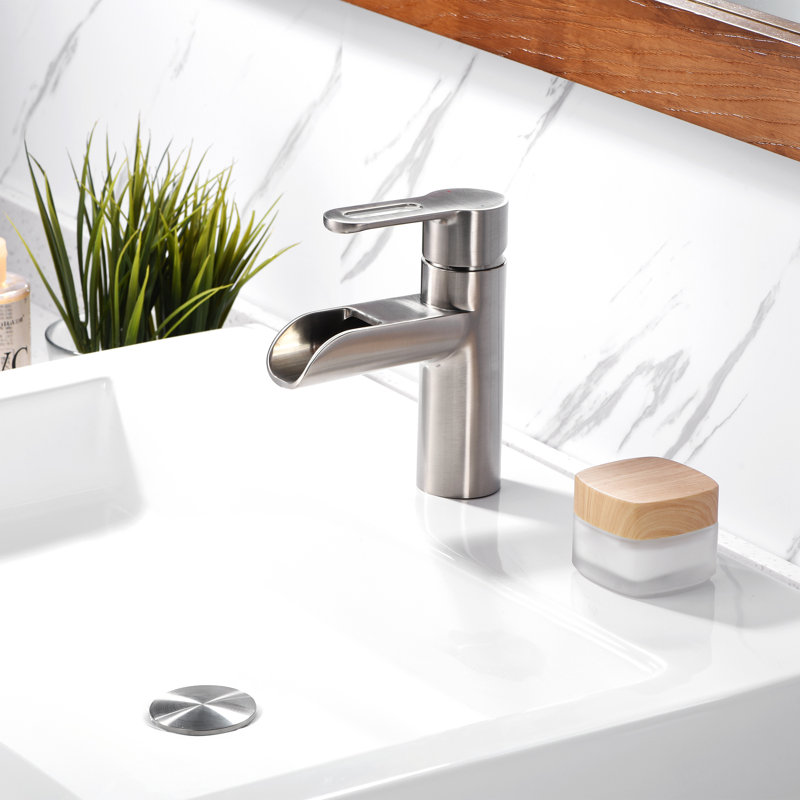 Single Hole Bathroom Faucet with Drain Assembly, Brushed Nickel