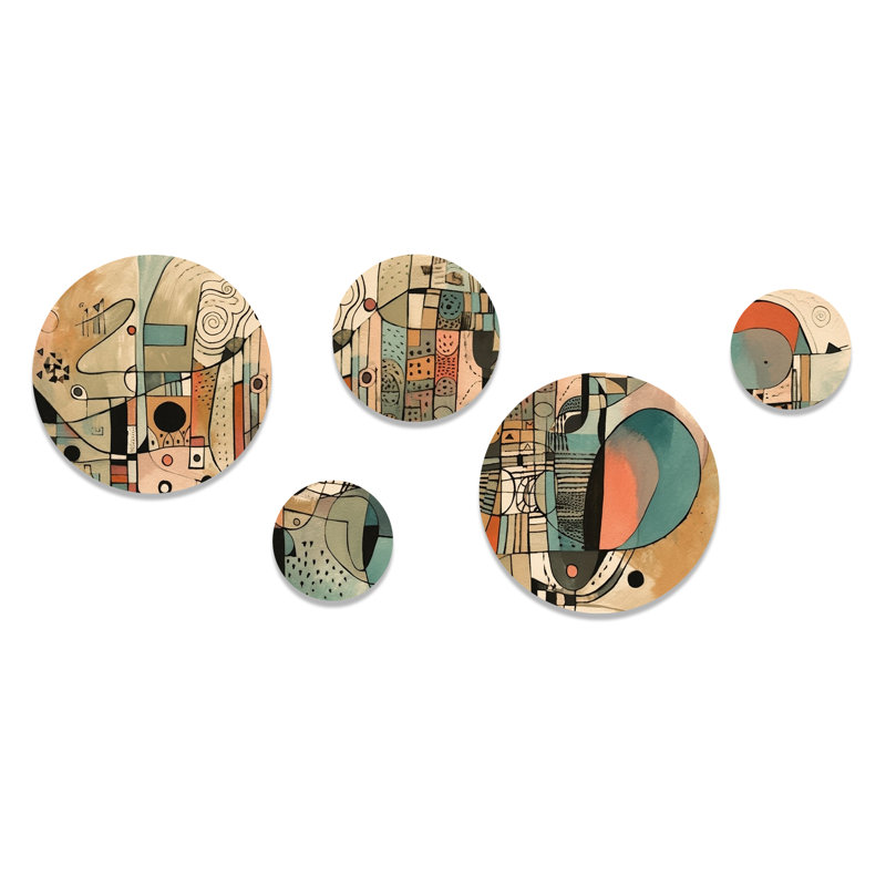Ensemble de 5 décorations murales boho Mid Mid Century