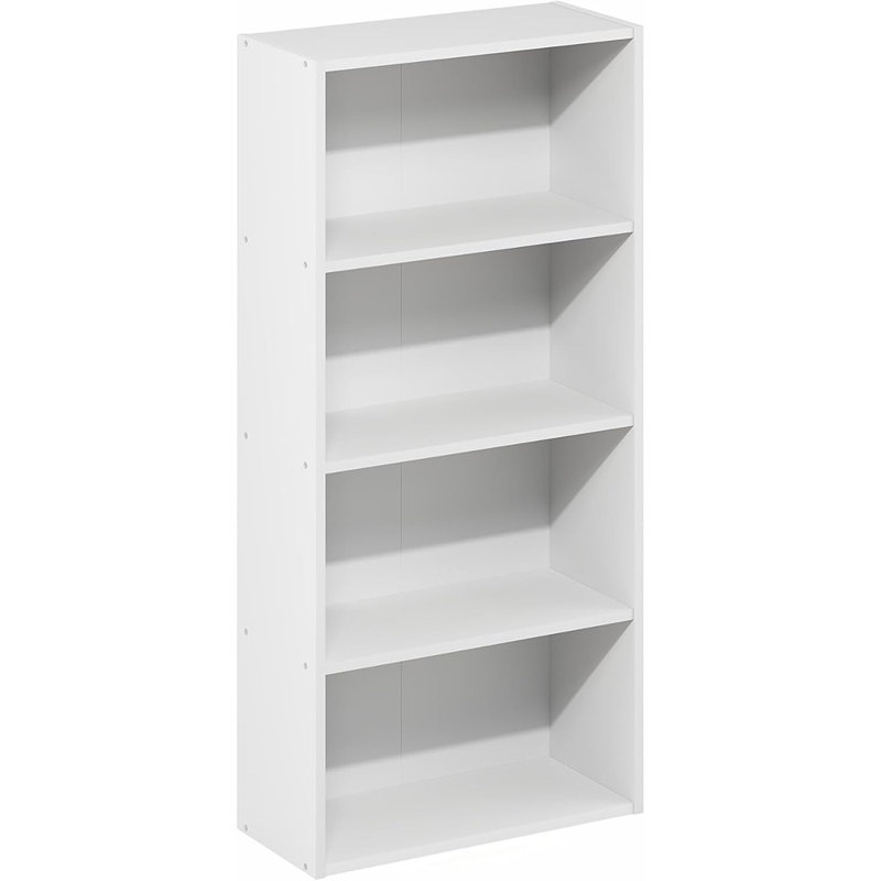 Bibliothèque blanche à 4 niveaux, bibliothèque de base ouverte avec rangement pour cubes, 7 x 17 x 35 po pour la maison, le bureau et le salon