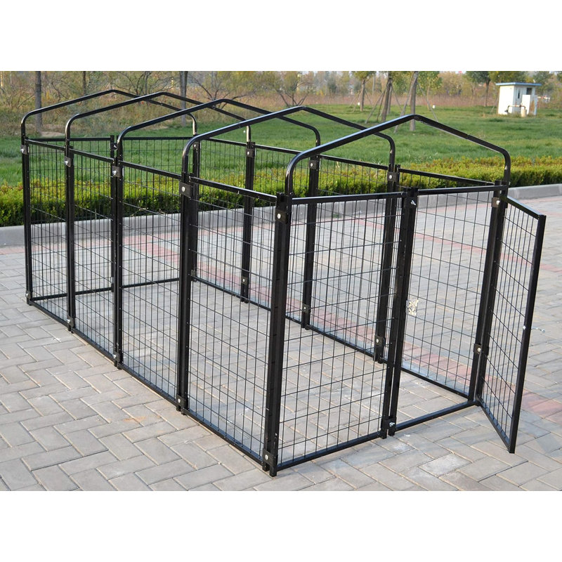 Heavy Duty Black Metal Dog Kennel with Waterproof Cover