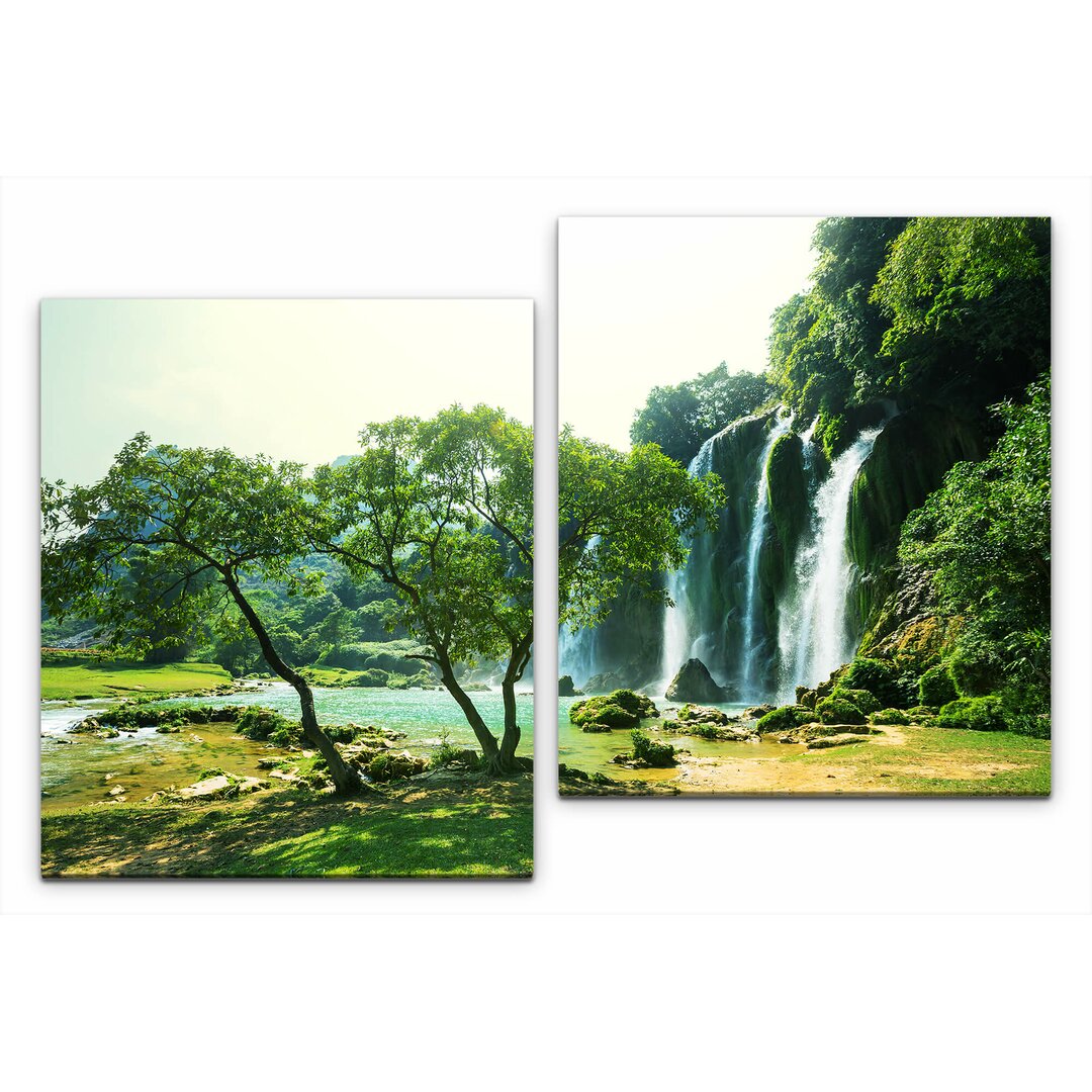 2-tlg. Leinwandbilder-Set Vietnamesische Landschaft