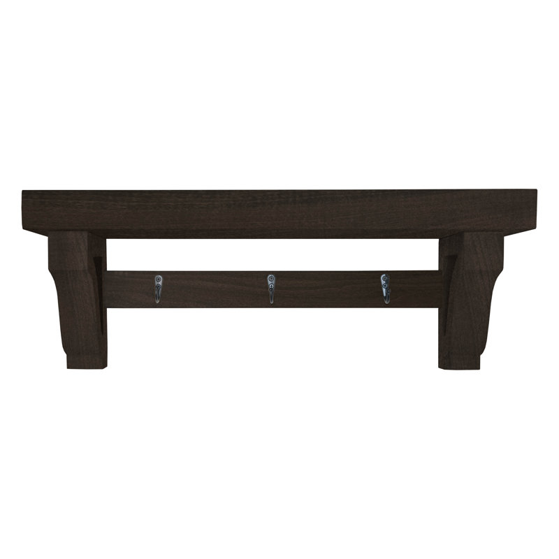 Rayne Medium Wall Mounted Coat Rack with Shelf 2 Hook, 18/6/6, Ebony