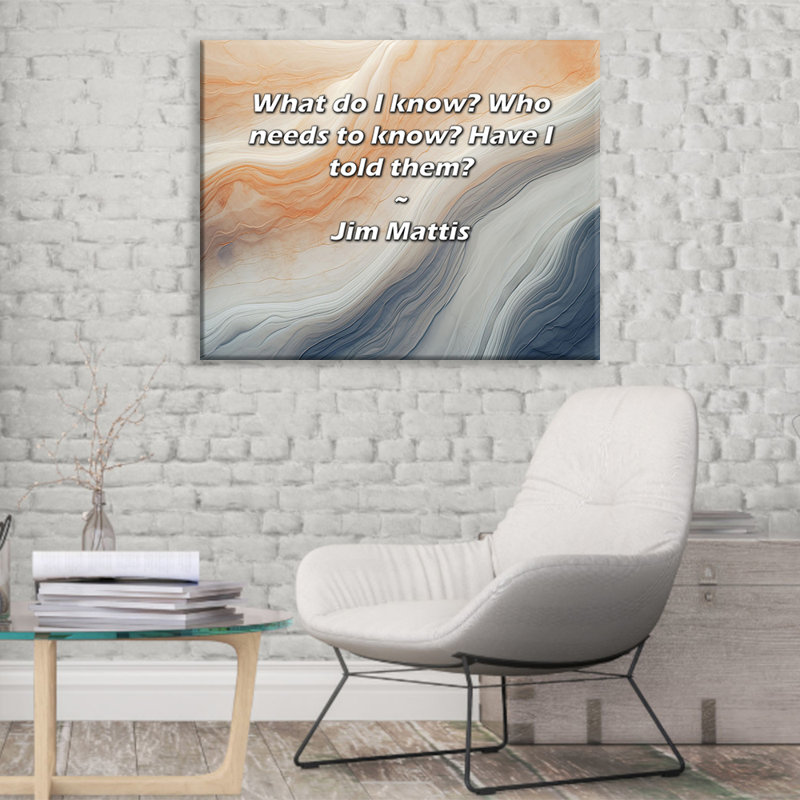 Trinx Gallery Wrapped Canvas By Jim Mattis: "What do I know? Who needs to know? Have I told t, 28" H x 40" W