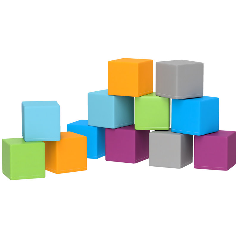 Multicolore, blocs de mousse préscolaire, 12 pièces, multicolore, 7,75 po x 7,75 po x 7,75 po, 12-36 mois, empilable
