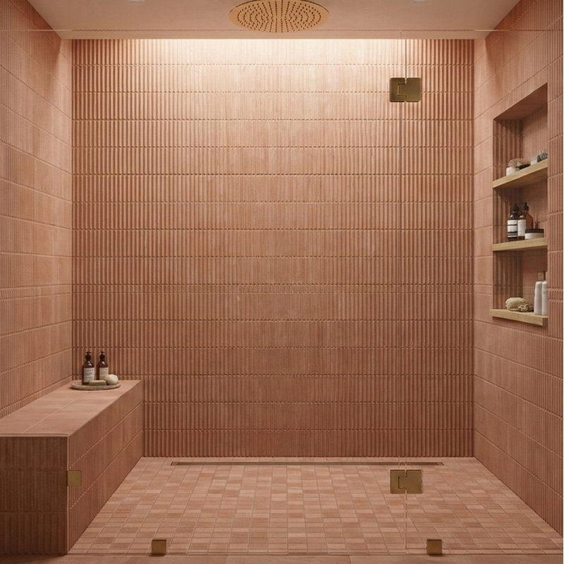 Carreau mural en porcelaine cannelée 3D rayée 12x24 – Carreau moderne texturé à nervures, Argile