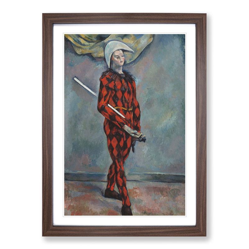 Harlequin by Paul Cezanne - Picture Frame Painting, 65cm H x 48cm W x 2cm D, Walnut Framed