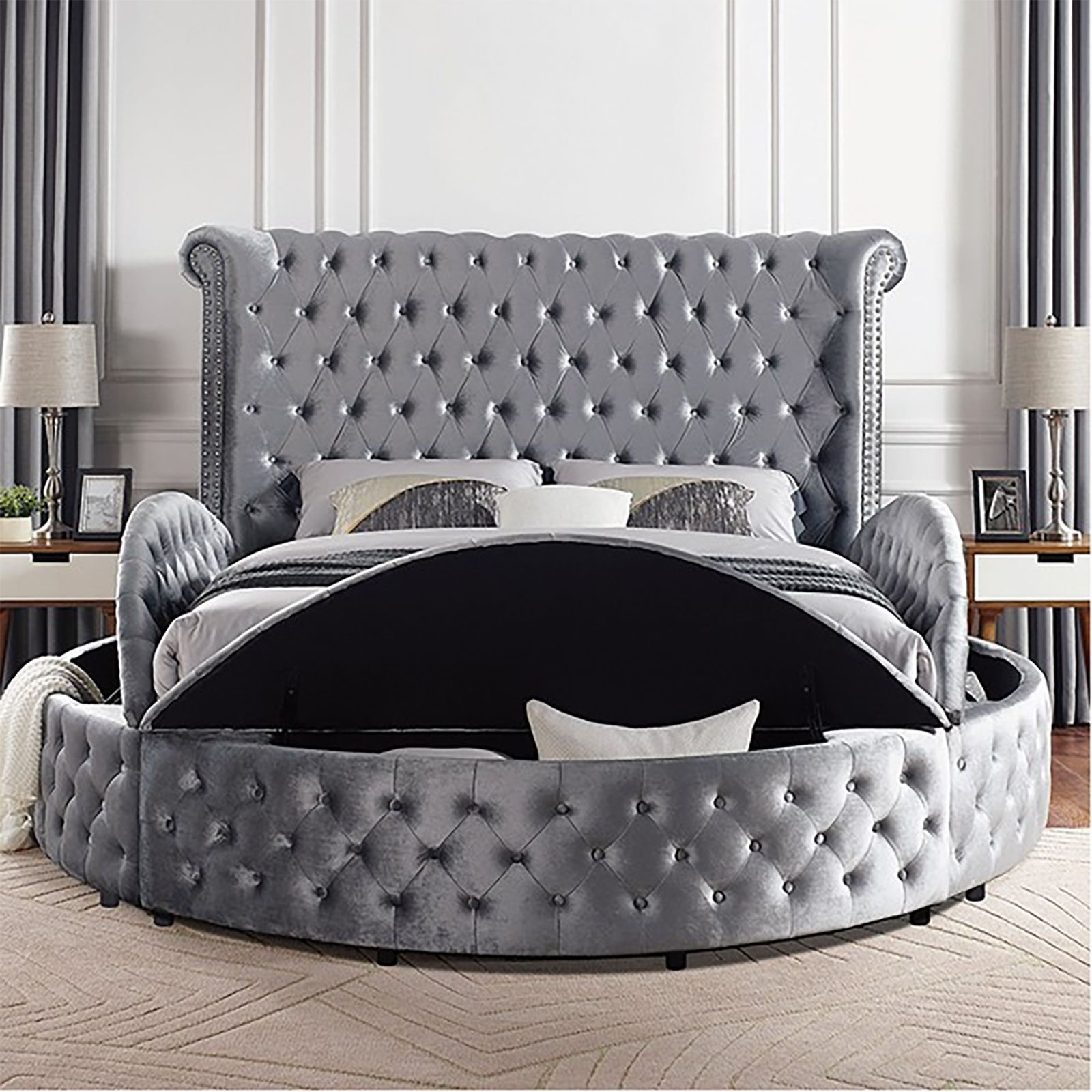 Locklear Upholstered Wingback Storage Bed