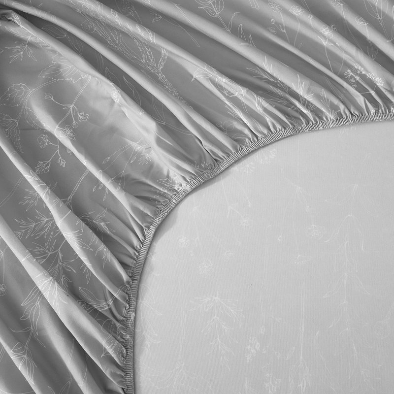 Hyprest Sheets, Soft Breathable Farmhouse Bed Sheet Sets, Deep Pocket Sheets, Gray Leaf, Full Sheet Set