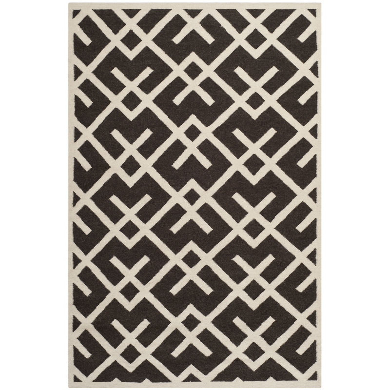 Nilufer Geometric Wool Hand Woven Area Rug, Rectangle 183 x 274 cm