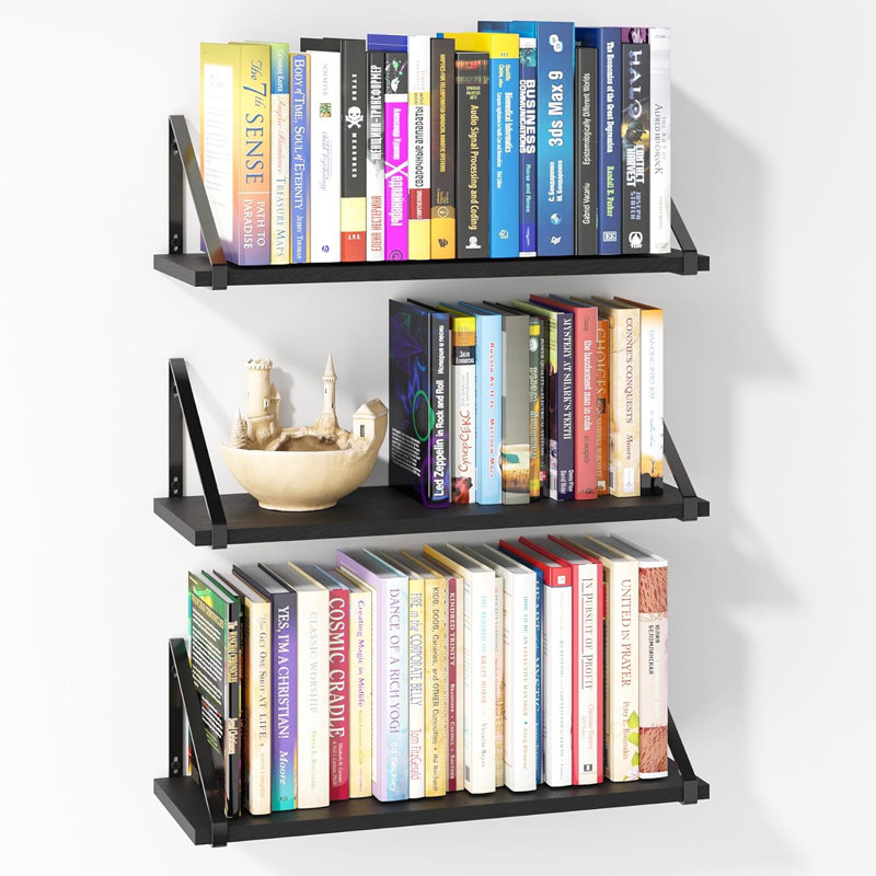 Hodslavice Floating Shelf, 7" H x 23.62" W x 7.68" D, Black