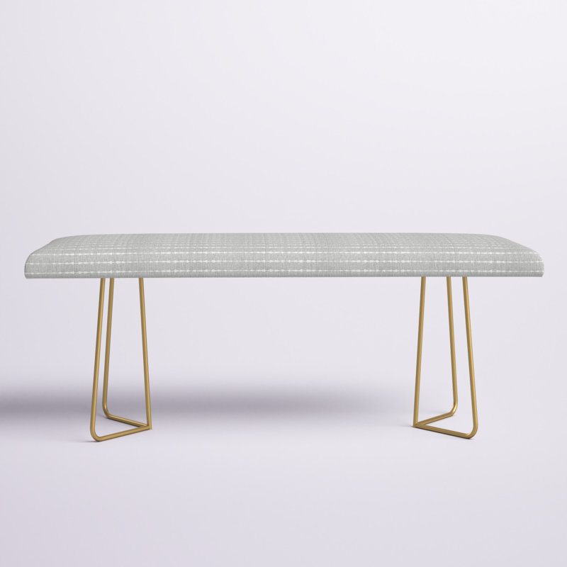 Banc rembourré Rudd, Gris / blanc / rayé