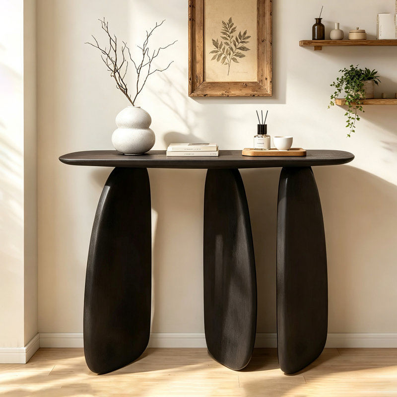 Table console unique en bois, 35.43" H x 62.99" W x 15.75" D