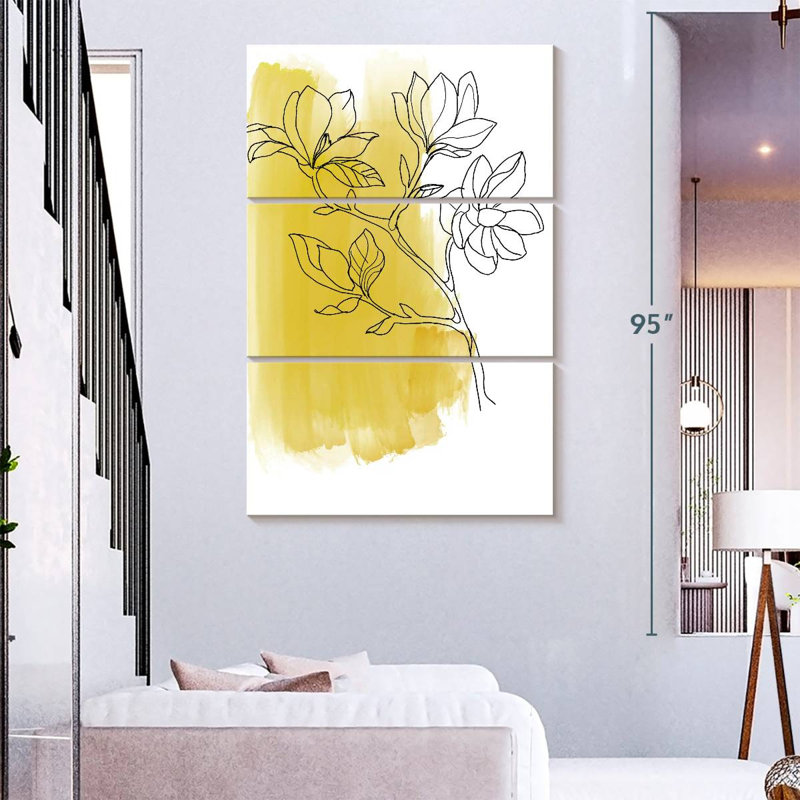 Harnek Botanique En Jaune, H 74 po x l 48 po