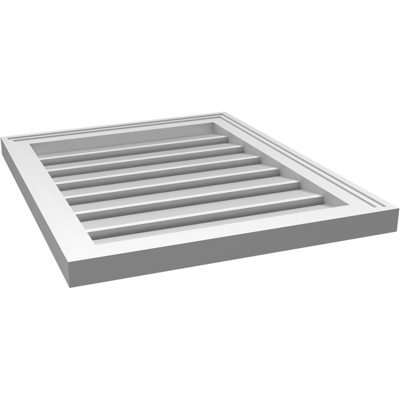 Évent à pignon fonctionnel en uréthane rectangulaire à fixation en surface, brun clair apprêté, H 24 po x l 20 po x P 1,5 po