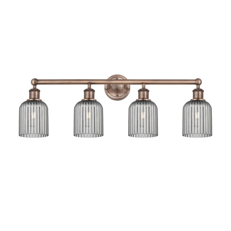 Fiennes 4 - Light Dimmable Vanity Light, Antique Copper, Smoke Gray