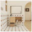 Meuble-lavabo de coin flottant en forme de L 36 po avec lavabo en résine intégré, chêne clair et unité murale blanche moderne