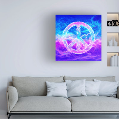 Art mural sur toile tendue, "Peace", art mural pour salon, chambre à coucher ou bureau - 14 x 14