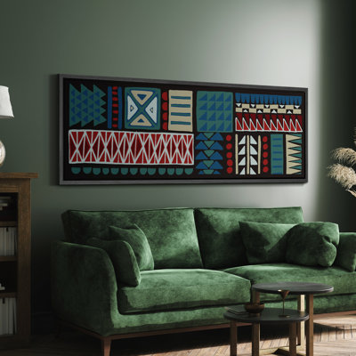 «Geometric Line», ensemble de blocs de couleurs et de motifs géométriques modernes encadrés sur toile
