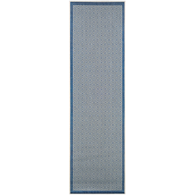 Vacaville Geometric Sand Azure Blue Indoor Outdoor Area Rug