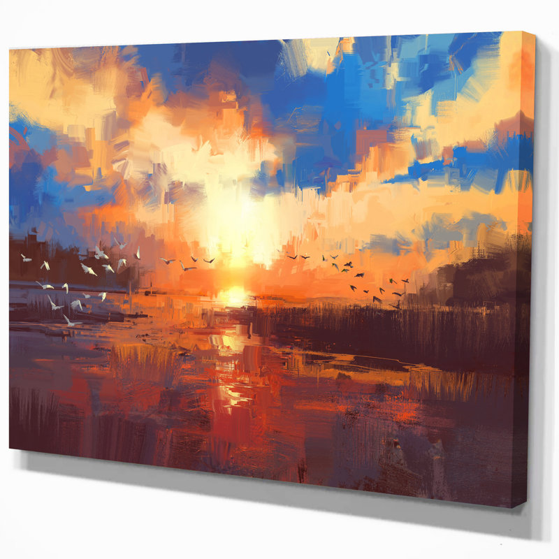 " Sunset On The Lake ", 12" H x 20" W x 1" D