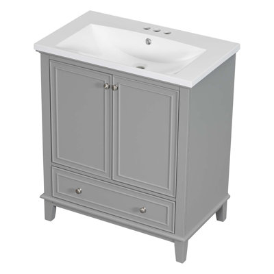 Meuble-lavabo multifonctionnel avec portes et tiroir 30 po
