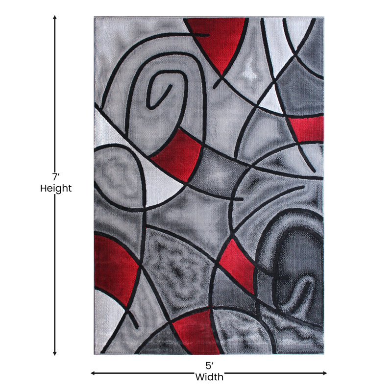 Sioar Modern Abstract Pattern Olefin Accent Area Rug, Rectangle 5' x 7'