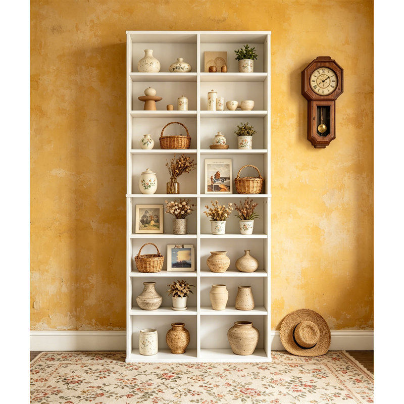 DVD Tower Storage Rack, 16-Shelf Media Shelves with Adjustable Shelves 8-Tier Stand for Living Room Home Office