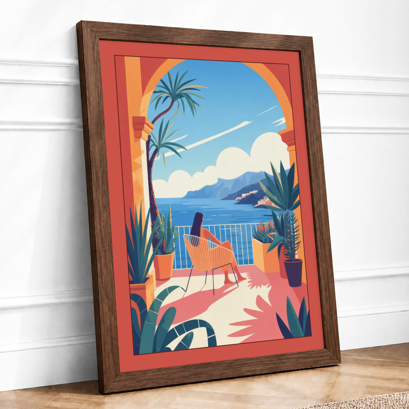 Seaside Reverie Retro - Print, Walnut, A3 - 42.0 x 29.7 cm