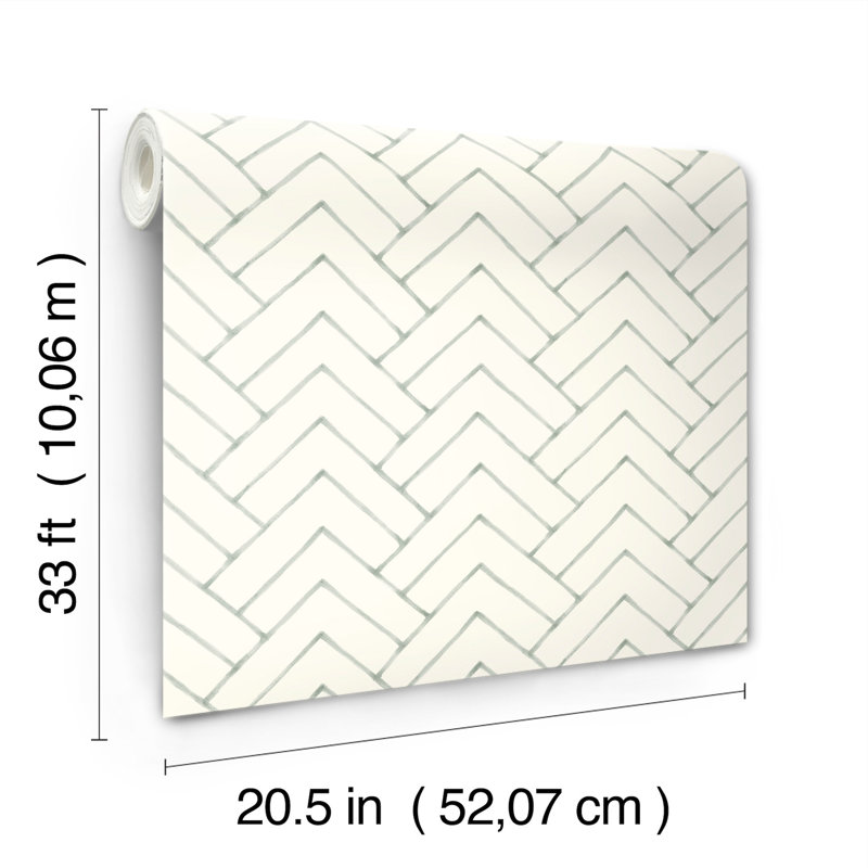 Elliana Prepasted Chevron Double Roll, Teal