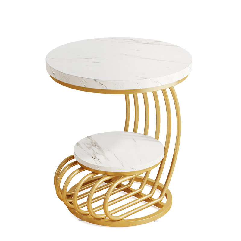 Petite table basse avec table de bout et table d'appoint, Blanc / Blanc