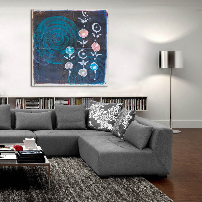 «Spiral Blooms Blue» par St. Hilaire Elizabeth, H 36 po x l 36 po x P 0,2 po