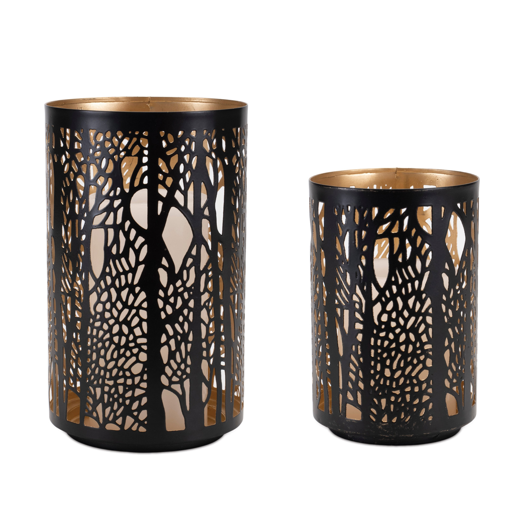 Winston Porter Forest Trees Punched Metal Candle Holder (Set of 2