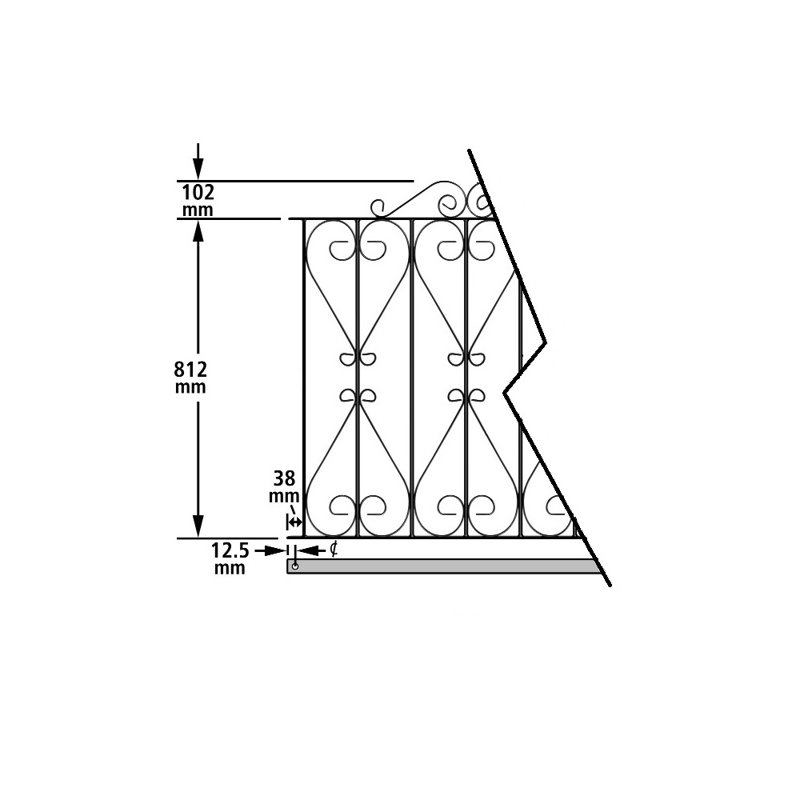 Uriegas Scroll Metal Driveway Gate 91cm High, 213cm W X 91cm H