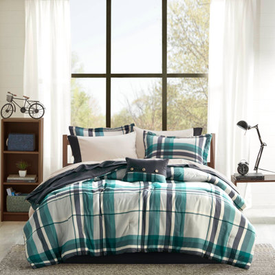 Ensemble d'édredon 9 pièces avec draps de lit bleu sarcelle / noir 9 pièces