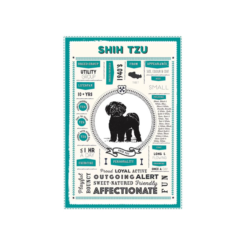 «Shih Tzu Infographie Blue» par PaperPaintPixels, impression sur toile tendue, H 18 po x l 12 po x 1,5 po