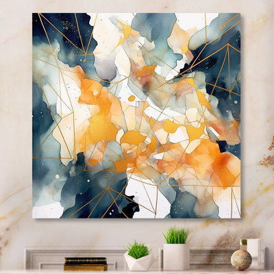 «Blue Yellow Asymmetric Marble Shapes I» sur